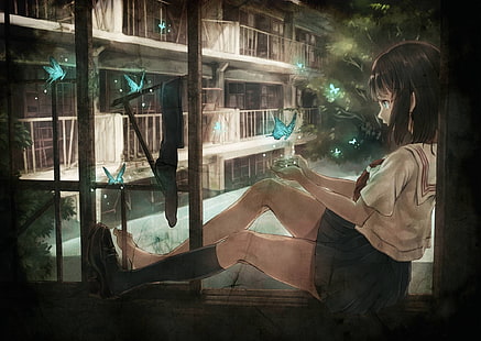 Anime, Anime Girls, originelle Charaktere, Schuluniform, HD-Hintergrundbild HD wallpaper