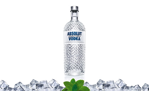 Absolut Vodka, Absolut Vodka Flasche, Aero, Weiß, Minze, Absolut Vodka, Minzblätter, HD-Hintergrundbild HD wallpaper