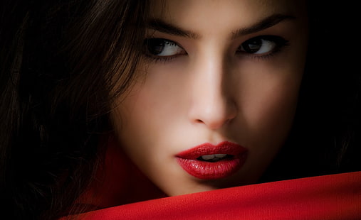 Belle ragazze, volto di donna, ragazze, ragazza, labbra rosse, belle ragazze, Sfondo HD HD wallpaper