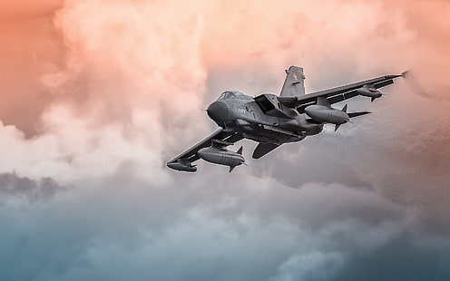 grå stridsjet, tornado gr4, panavia tornado, fighter, bombplan, interceptor jet, HD tapet HD wallpaper