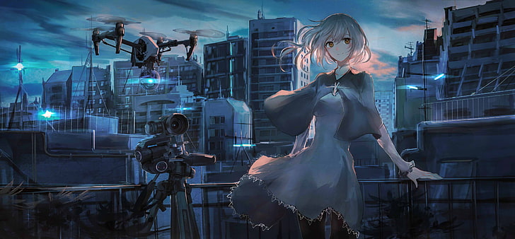 illustration, futuristic, anime girls, HD wallpaper
