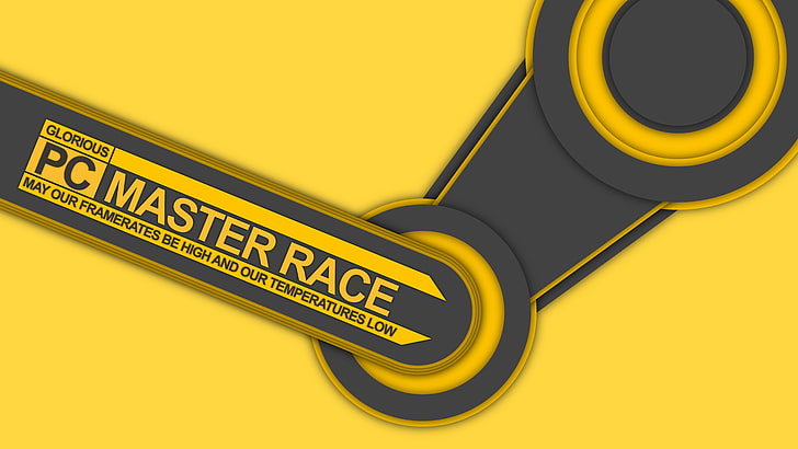 Ilustración de PC Master Race, Steam (software), amarillo, juegos de PC, videojuegos, Fondo de pantalla HD