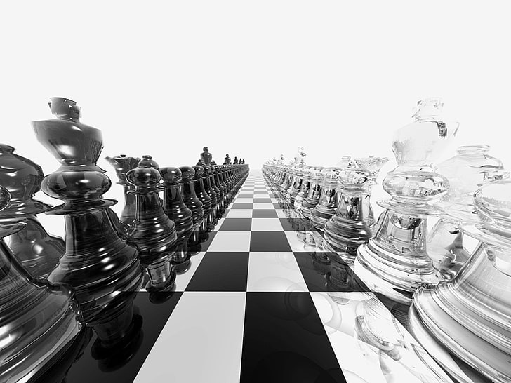 bidak catur yang jelas dan hitam, Game, Catur, Wallpaper HD