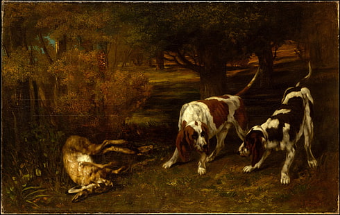 Гюстав Курбе, класическо изкуство, куче, маслена живопис, HD тапет HD wallpaper