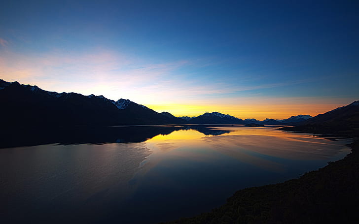 New Zealand beautiful nature scenery, sunset views of lake and mountain, New, Zealand, Beautiful, Nature, Scenery, Sunset, Lake, Mountain, HD wallpaper