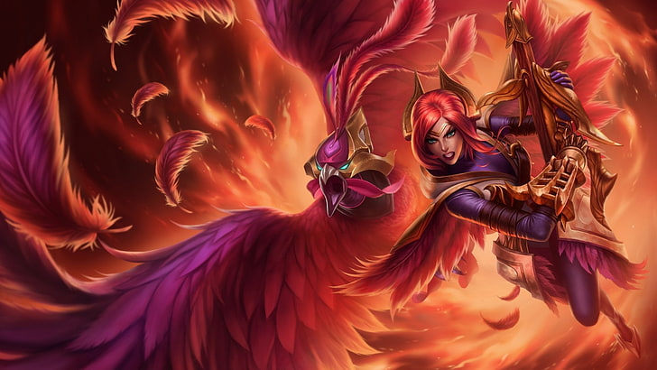 female game character with phoenix wallpaper, Video Game, League Of Legends, Quinn (League Of Legends), HD wallpaper