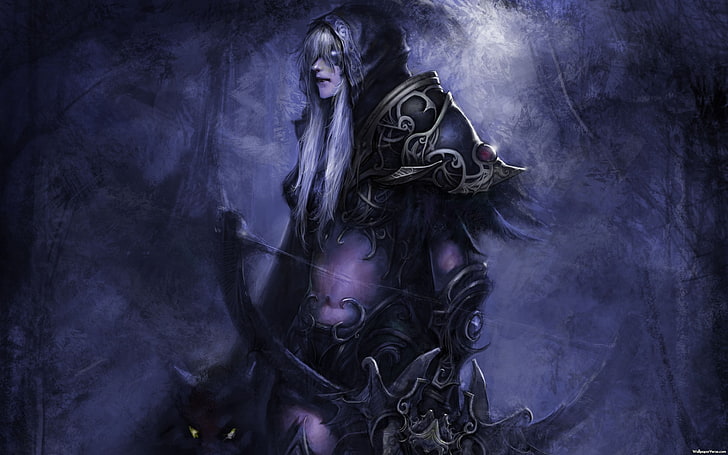 WarCraft Sylvanas Windrunner, arco, elfi, ore a punta, Night Elves, bionda, videogiochi, World of Warcraft, Sfondo HD