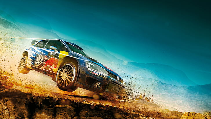 DiRT Rally, Volkswagen Polo, автомобиль, спорт, гонки, синий красный и желтый 3-дверный хэтчбек, DiRT, Rally, Volkswagen, автомобиль, спорт, гонки, HD обои