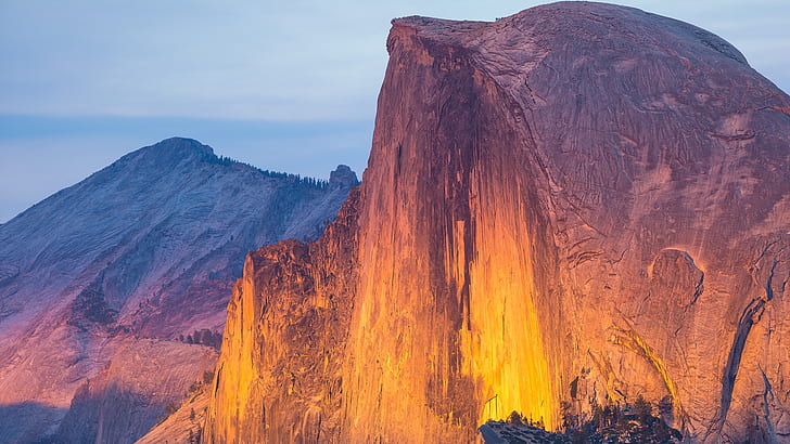 alam, lanskap, pegunungan, pemandangan mata burung, Taman Nasional Yosemite, sinar matahari, Half Dome, Wallpaper HD