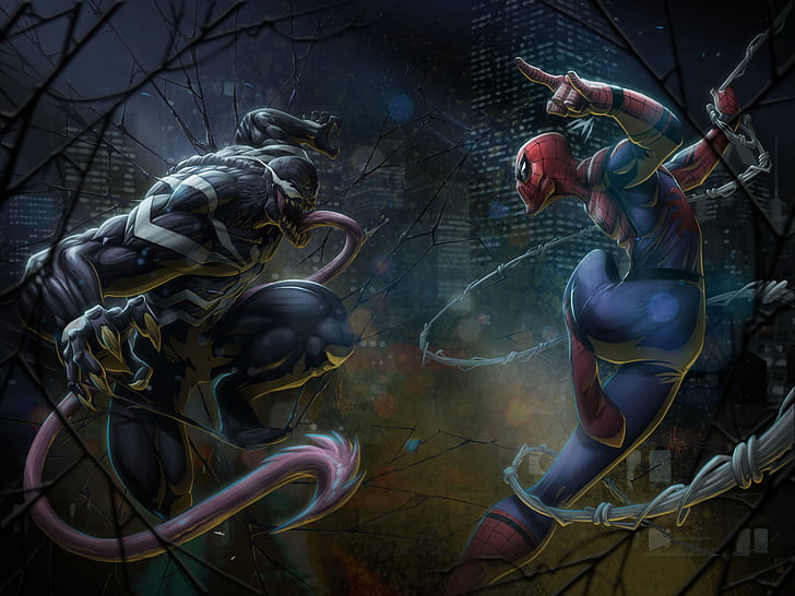 Marvel Comics, Homem-Aranha, Venom, obra de arte, HD papel de parede
