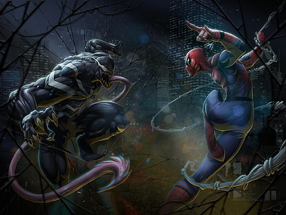 Marvel Comics, Spider-Man, Venom, произведения на изкуството, HD тапет HD wallpaper