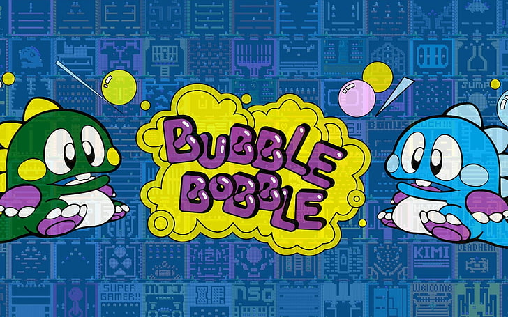 bubble bobble Arcade-Spiel, Nintendo Entertainment System, Videospiele, bubble bobble, Retro-Spiele, HD-Hintergrundbild