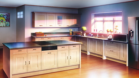 Аниме, Оригинал, Кухня, Комната, HD обои HD wallpaper