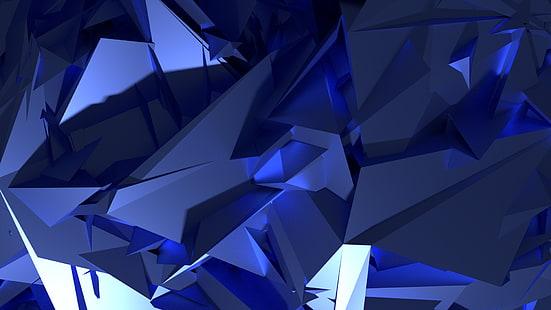 cristaux, bleu, 3D, Fond d'écran HD HD wallpaper