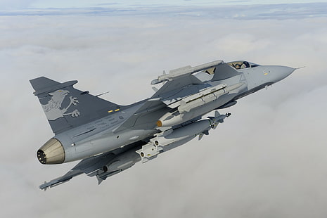 JAS-39 Gripen, avión militar, militar, sueco, Fondo de pantalla HD HD wallpaper