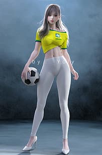 Yoly บราซิล นางแบบชาวบราซิล ผู้หญิงบราซิล ฟุตบอล ฟุตบอลหญิง โยคะ กางเกงโยคะ FIFA FIFA World Cup Fifa World Cup 2022 เอเชีย คอสเพลย์เอเชีย CGI ศิลปะดิจิตอล โมเดล งานศิลปะ ชุดกีฬา, วอลล์เปเปอร์ HD HD wallpaper