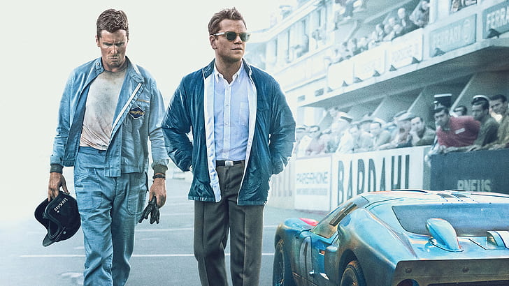 Film, Ford v Ferrari, Christian Bale, Matt Damon, Tapety HD