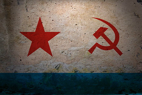 red star and sickle logo wallpaper, USSR, Soviet Union, flag, navy, military, HD wallpaper HD wallpaper