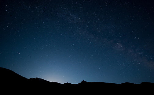 Bel cielo notturno, silhouette di montagna, natura, sole e cielo, bello, notte, Sfondo HD HD wallpaper