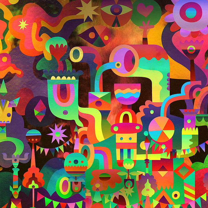 carta da parati multicolore doodle art, astrazione, Samsung, nota Galaxy, Sfondo HD