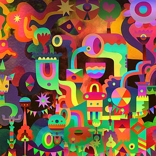 papel tapiz multicolor doodle art, abstracción, Samsung, Galaxy note, Fondo de pantalla HD HD wallpaper