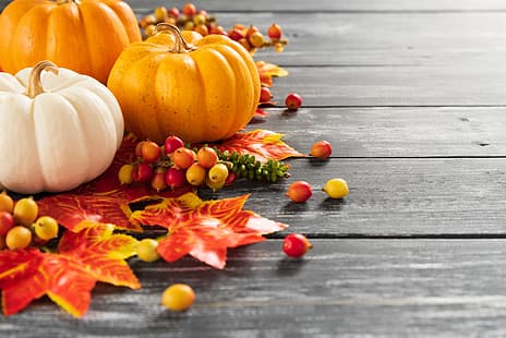  autumn, leaves, background, Board, colorful, pumpkin, maple, wood, HD wallpaper HD wallpaper