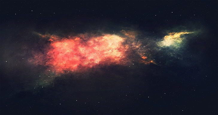 red and black abstract painting, space, stars, galaxy, HD wallpaper
