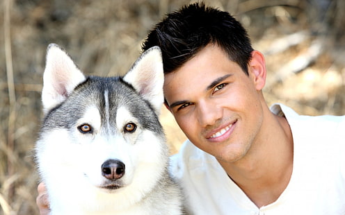 Taylor Lautner, taylor lautner, aktor, anjing, Wallpaper HD HD wallpaper