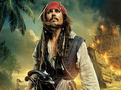 Пираты Карибского моря, Пираты Карибского моря, Пираты Карибского моря: На странных берегах, Джек Воробей, Джонни Депп, Пират, HD обои HD wallpaper
