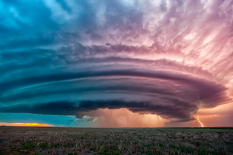Pusat Kansas AS, awan badai, petir petir, Kansas Tengah AS, awan badai, awan, Petir, golf, Wallpaper HD HD wallpaper