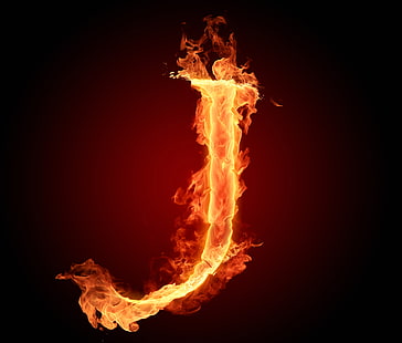 буква J огонь иллюстрация, огонь, пламя, буква, алфавит, литера, HD обои HD wallpaper