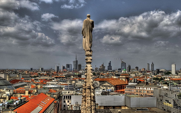 building, Italy, panorama, Milan, Lombardy, The guardian angel, HD wallpaper