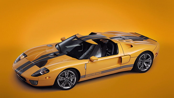 yellow Ford GT coupe, car, Ford GTX1, HD wallpaper