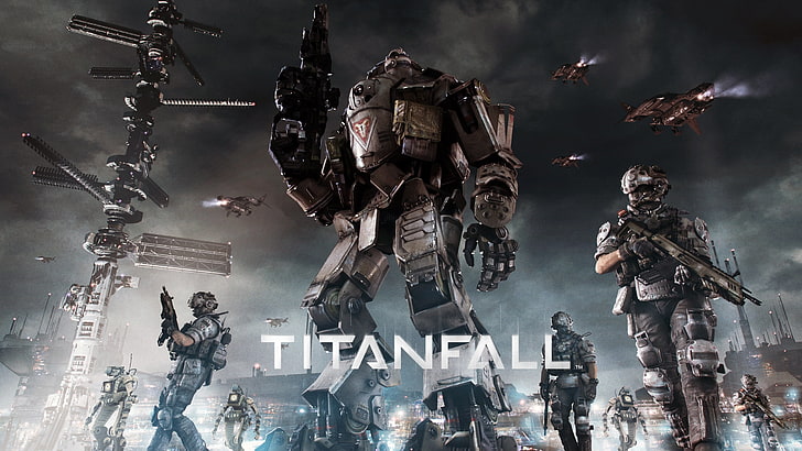 Titan Fall game cover wallpaper, Titanfall, video games, mech, digital art, futuristic, science fiction, HD wallpaper