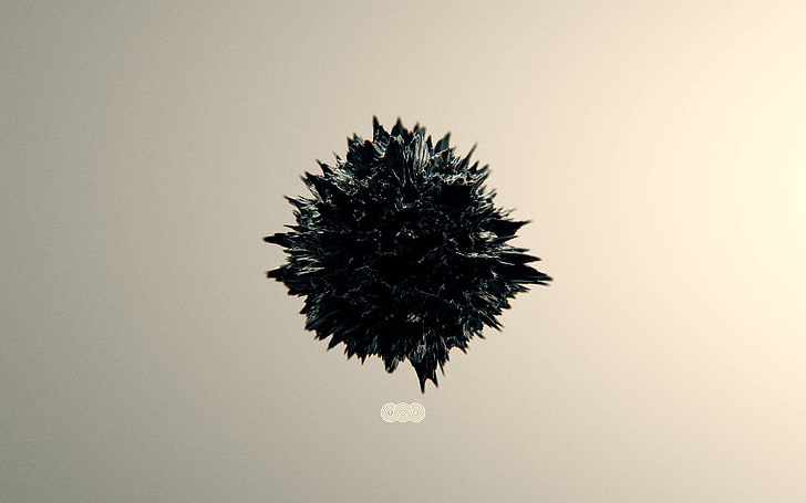 ilustrasi bulat hitam, minimalis, abstrak, seni digital, karya seni, latar belakang sederhana, Wallpaper HD