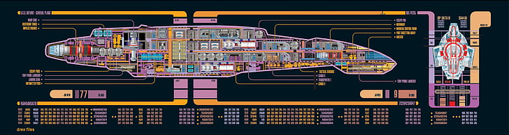 blueprints, multiple display, USS Defiant, spaceship, Star Trek, Deep Space 9, HD wallpaper