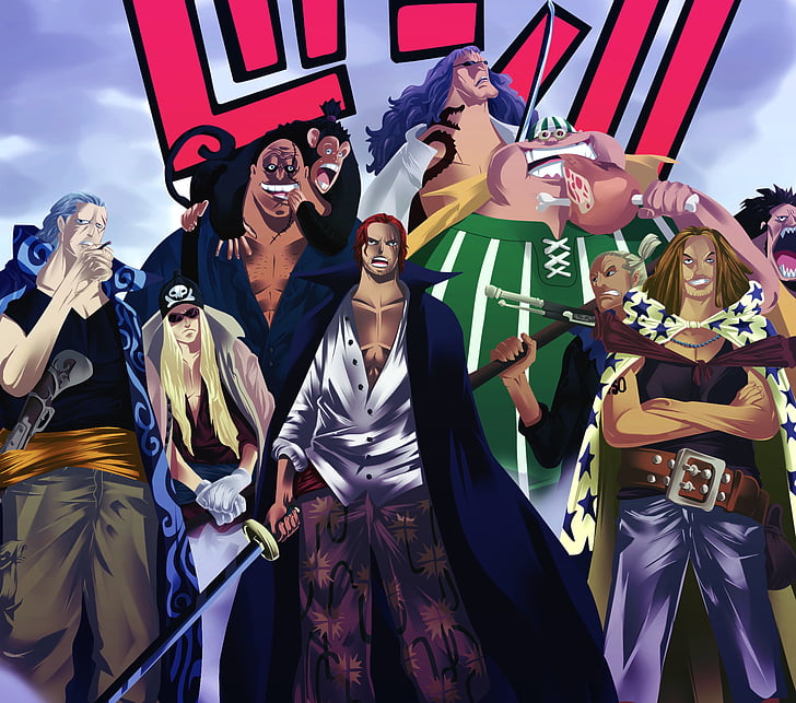 Anime, One Piece, Benn Beckman, Lucky Roo, Rockstar (One Piece), Shanks (One Piece), Yasopp (One Piece), Tapety HD