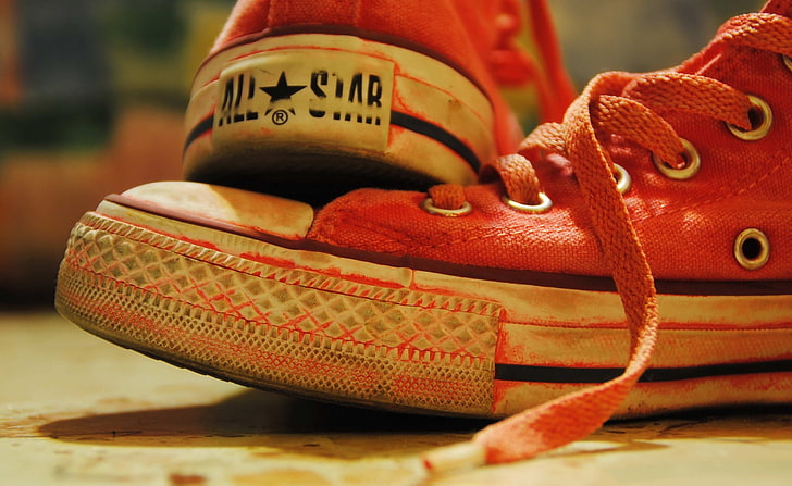 Converse Red Sneakers, pair of red Converse All-Star sneakers, Aero, Creative, Sneakers, converse, HD wallpaper