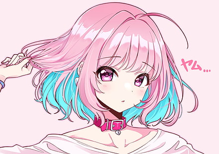 idolmaster cinderella girls starlight stage, Yumemi Riamu, розови очи, розова коса, яка, къса коса, HD тапет HD wallpaper