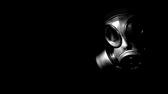 maski gazowe, przerażające, minimalizm, czarne tło, Tapety HD HD wallpaper