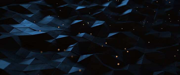 Dreiecke grau und schwarz Illustration, abstrakt, Geometrie, Polygonkunst, blau, Punkte, HD-Hintergrundbild