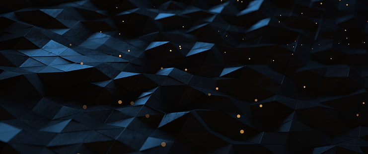 segitiga ilustrasi abu-abu dan hitam, abstrak, geometri, seni poligon, biru, titik-titik, Wallpaper HD HD wallpaper