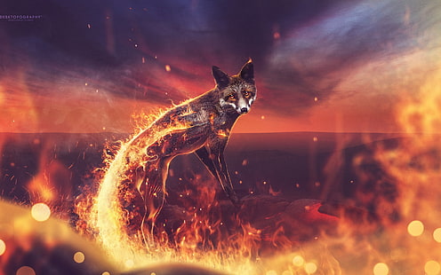 Fire Fox, ไฟ, วอลล์เปเปอร์ HD HD wallpaper