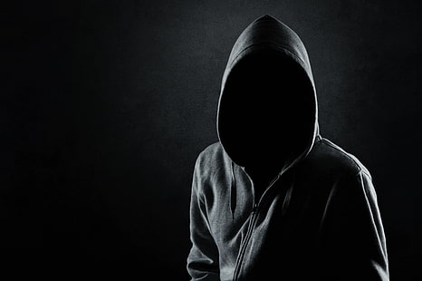 full-zip hoodie, dark, black, shadows, mysterious, hooded, faceless, HD wallpaper HD wallpaper