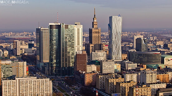 costruzioni del paesaggio della città, Polonia, Varsavia, grattacielo, paesaggio urbano, polacco, capitale, Sfondo HD HD wallpaper