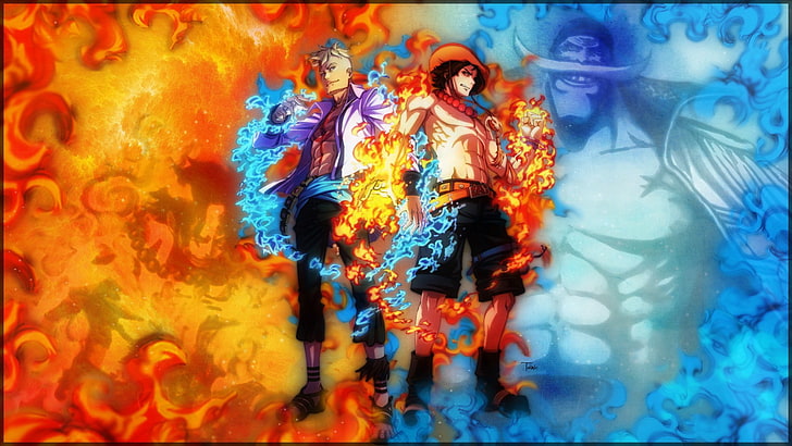 Anime, One Piece, Edward Newgate, Marco (One Piece), Portgas D. Ace, Fond d'écran HD