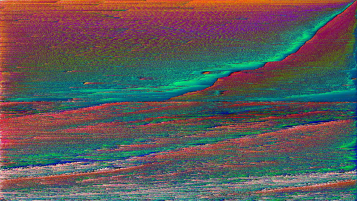 pintura abstracta rosa, verde y roja, arte glitch, abstracto, LSD, Fondo de pantalla HD