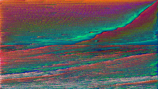 pintura abstracta rosa, verde y roja, arte glitch, abstracto, LSD, Fondo de pantalla HD HD wallpaper