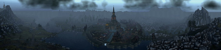 czarny zamek, Gilneas, World of Warcraft, panoramy, Tapety HD