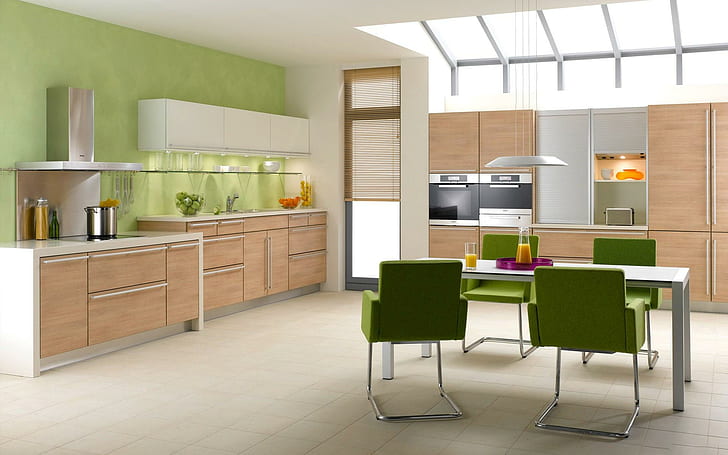 Dapur bersih, perlengkapan dapur, fotografi, 1920x1200, kursi, meja, dapur, desain interior, Wallpaper HD
